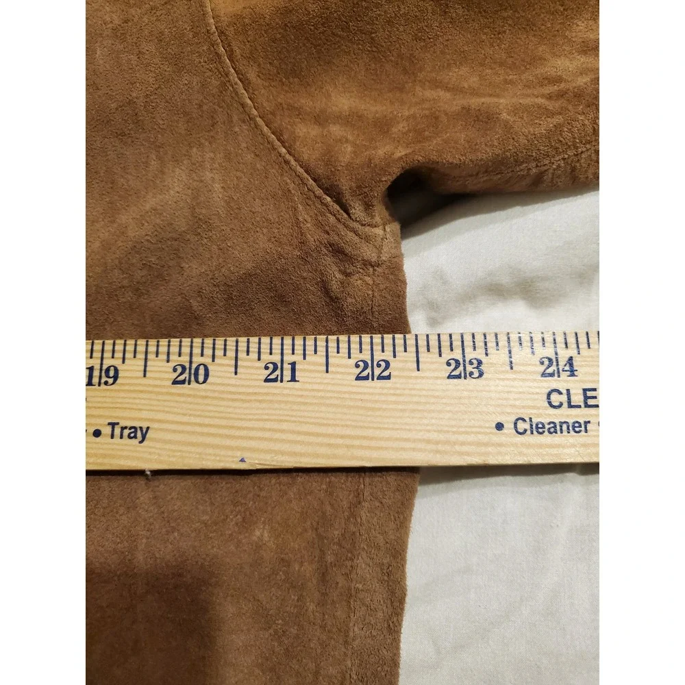 J. Peterman Co Suede Leather Shirt Brown Western Workwear Button Up Jacket Small
